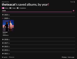 A screenshot of albumsbyyear.rainaosullivan.com